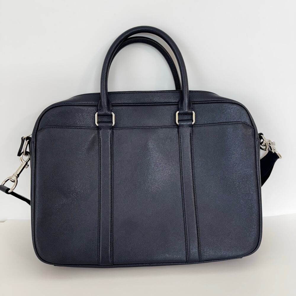 Coach Perry Slim Structured Briefcase Laptop Bag Blue Crossgrain Leather F59057 - Picture 4 of 16